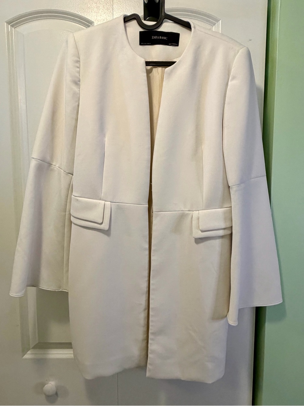 Zara White Structured Longline Blazer Jacket Size S